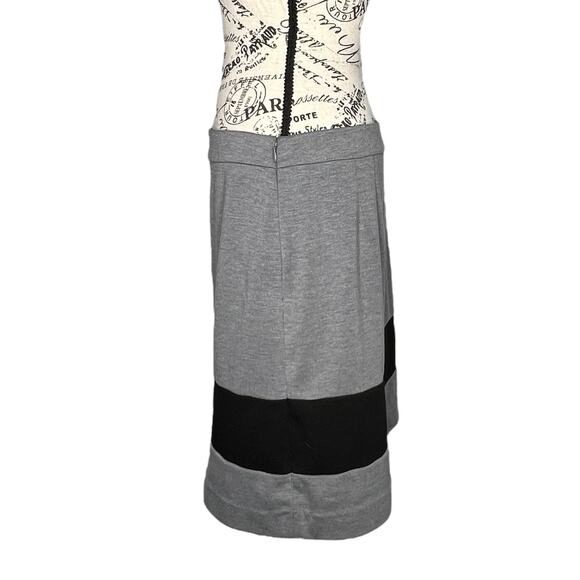 LOFT SIZE 8 Gray Jersey Knit Black Stripe Side Zip A-Line Short Skirt - Picture 2 of 9